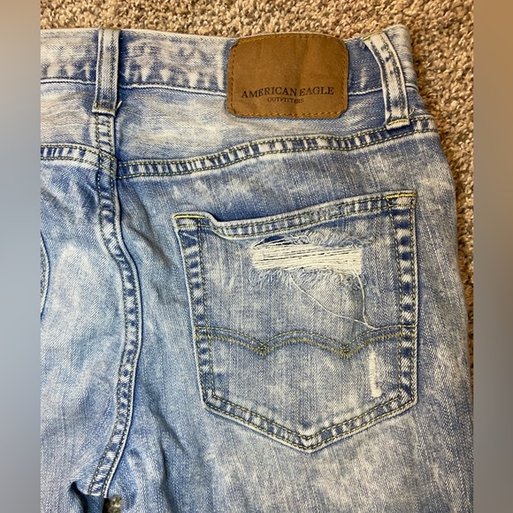 American Eagle skinny distressed jean size 30x30 raw edge light stone wash - Picture 8 of 8